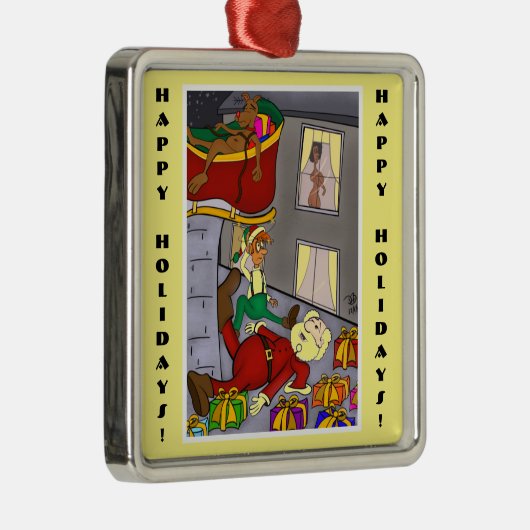 Santa Accident Funny Metal Ornament (Rechts)