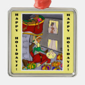 Santa Accident Funny Metal Ornament (Voorkant)
