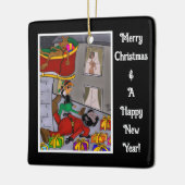 Santa Accident Grappig Keramisch Vierkant Ornament (Links)