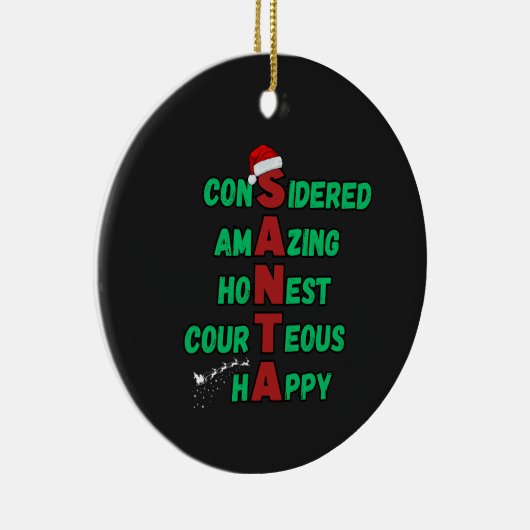 Santa Acrostic Christmas Holiday Feestelijke Cheer Keramisch Ornament (Rechts)