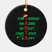 Santa Acrostic Christmas Holiday Feestelijke Cheer Keramisch Ornament (Voorkant)