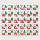 Santa Add Child's NAME Klassieke kerstthema Cadeaupapier (Vlak)