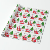 Santa Add Child's NAME Klassieke kerstthema Cadeaupapier (Uitgerold)
