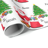 Santa Add Child's NAME Klassieke kerstthema Cadeaupapier (Rol Hoek)