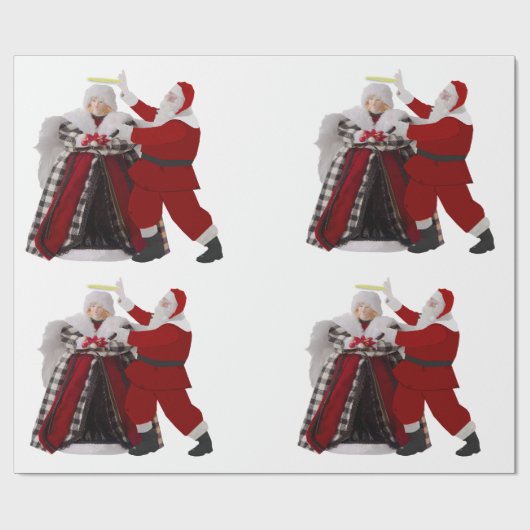 Santa Adjusting a Halo Wrapping Paper Cadeaupapier (Vlak)