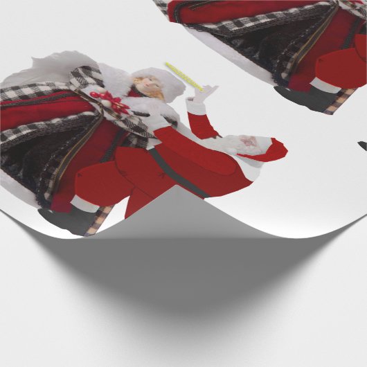 Santa Adjusting a Halo Wrapping Paper Cadeaupapier (Hoek)