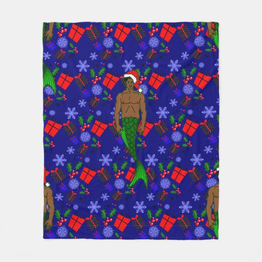 santa african zwarte merman lelijke kerstcadeaus fleece deken (Voorkant)