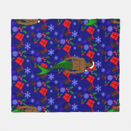 santa african zwarte merman lelijke kerstcadeaus fleece deken (Voorkant (Horizontaal))
