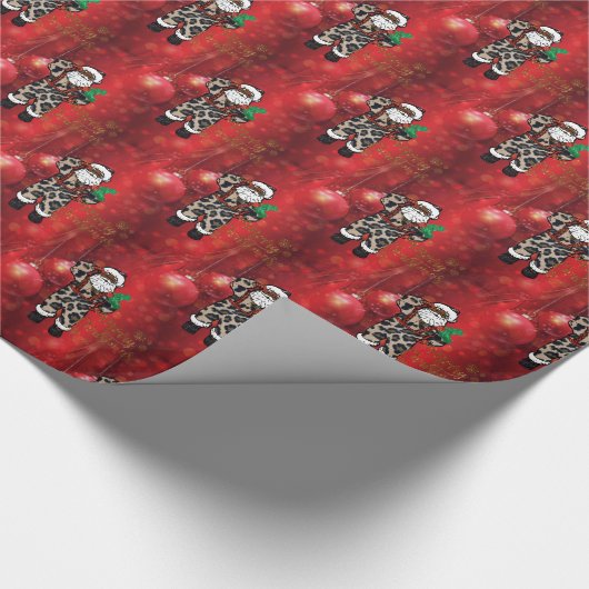 santa afrika leopard claus red cadeaupapier (Hoek)