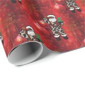 santa afrika leopard claus red cadeaupapier (Rol Hoek)