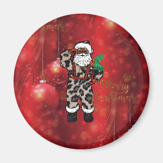 santa afrika leopard claus red magneet (Voorkant)