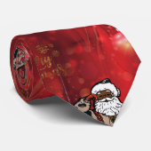 santa afrika leopard claus red stropdas (Opgerold)