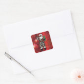 santa afrika leopard claus red vierkante sticker (Envelop)