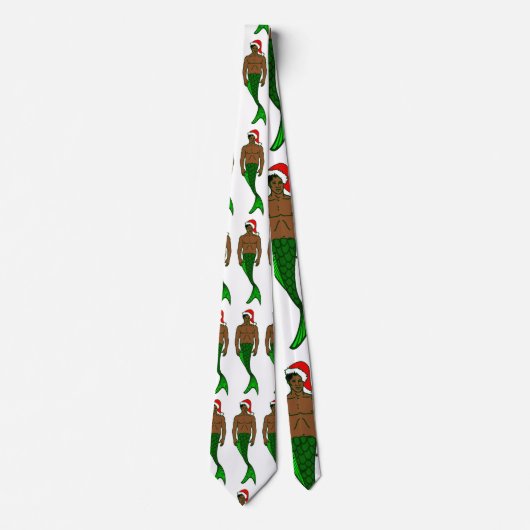 santa afrika zwarte merman kerstman mermaid stropdas (Voorkant)