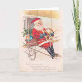Santa Airship Fantasy Feestdagen Kaart