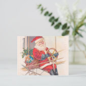 Santa Airship Fantasy Feestdagenkaart (Staand voorkant)