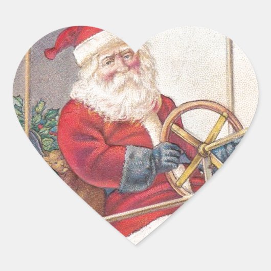  Santa Airship Fantasy Hart Sticker (Voorkant)