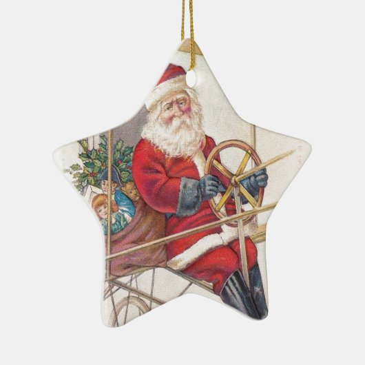  Santa Airship Fantasy Keramisch Ornament (Rechts)
