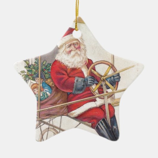 Santa Airship Fantasy Keramisch Ornament (Voorkant)