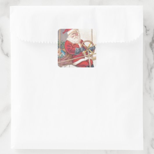  Santa Airship Fantasy Vierkante Sticker (Tas)