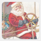  Santa Airship Fantasy Vierkante Sticker (Voorkant)