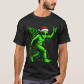 Santa Alien Christmas Tree Xmas Lights Funny Ufo T-shirt (Voorkant)