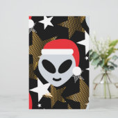 santa alien emoji briefpapier (Staand voorkant)