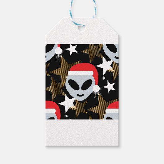 santa alien emoji cadeaulabel (Voorkant)