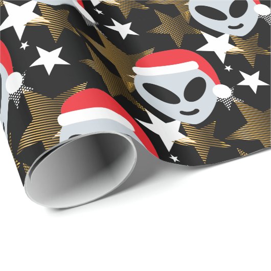 santa alien emoji cadeaupapier (Rol Hoek)