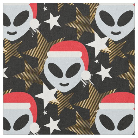 santa alien emoji fabric stof (Close Up)