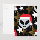 santa alien emoji feestdagenkaart (Voorkant / Achterkant)
