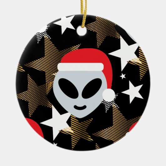 santa alien emoji keramisch ornament (Voorkant)