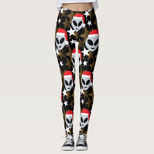 santa alien emoji leggings (Voorkant)