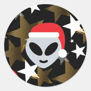 santa alien emoji ronde sticker