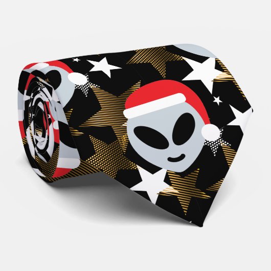 santa alien emoji stropdas (Opgerold)