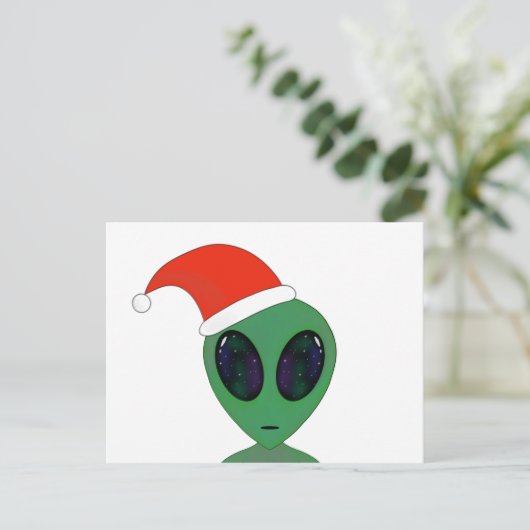 Santa alien feestdagenkaart (Staand voorkant)