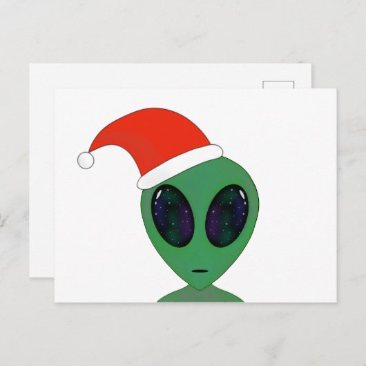 Santa alien feestdagenkaart (Voorkant / Achterkant)