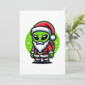 Santa Alien Feestdagenkaart (Staand voorkant)