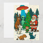 Santa, Aliens & Holiday Poop Christmas Encounter Feestdagenkaart (Voorkant / Achterkant)
