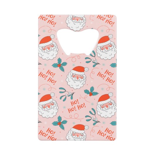 Santa all over print Joyful Greetings collectie Creditkaart Flessenopener (Voorkant)