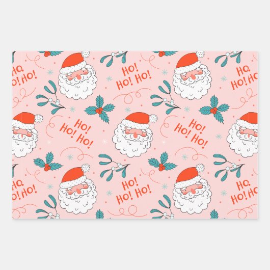 Santa all over print Joyful Greetings collectie Inpakpapier Vel (Voorkant 3)