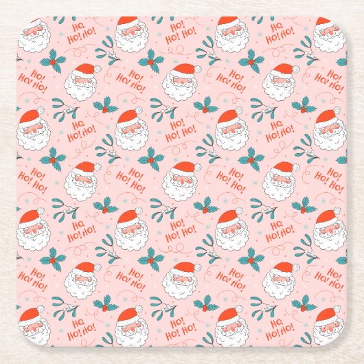 Santa all over print Joyful Greetings collectie Kartonnen Onderzetters (Voorkant)