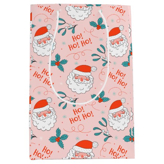 Santa all over print Joyful Greetings collectie Medium Cadeauzakje (Voorkant)