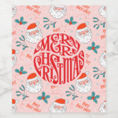 Santa all over print Joyful Greetings collectie Wijn Etiket (Enkel label)