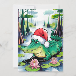 Santa Alligator In De Bayou Feestdagenkaart