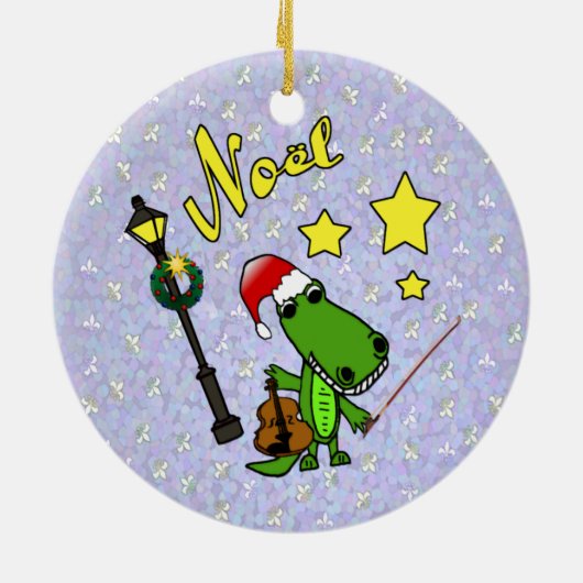 Santa Alligator met Violin Ornament (Achterkant)