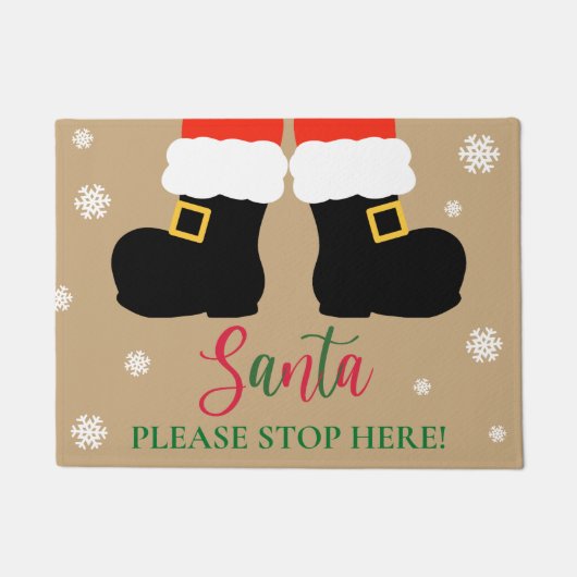 Santa alsjeblieft stop hier kerst Schattige feeste Deurmat (Voorkant)
