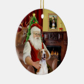 Santa-American Foxhound Keramisch Ornament (Rechts)