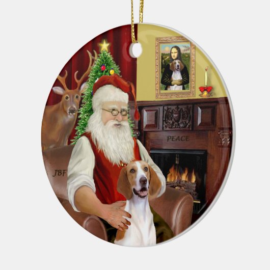 Santa-American Foxhound Keramisch Ornament (Links)