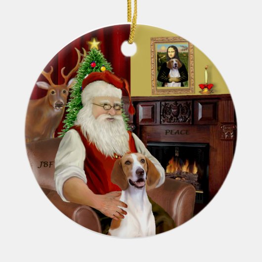 Santa-Amerikaanse Foxhound Keramisch Ornament (Voorkant)